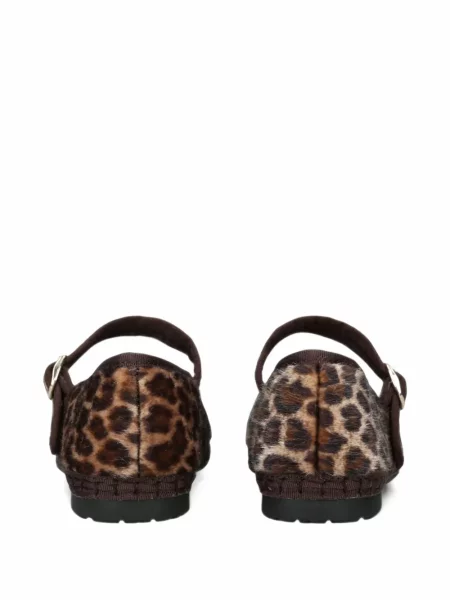 Balerini Flabelus de catifea cu imagine cu model leopard maro