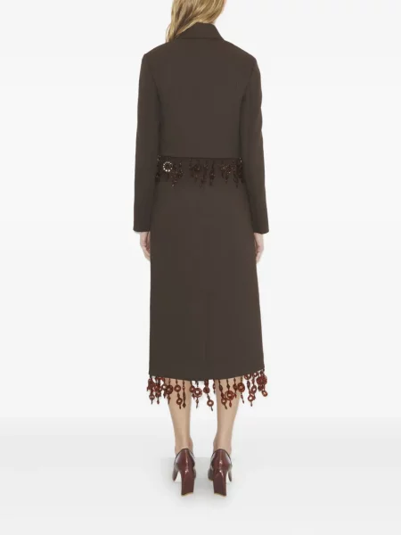 Krepinis midi sijonas Tory Burch iki kelių ruda