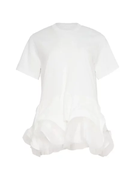 Tricou Noir Kei Ninomiya cu volane alb