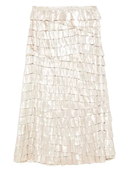 Fustă midi Ulla Johnson cu volane până la genunchi auriu