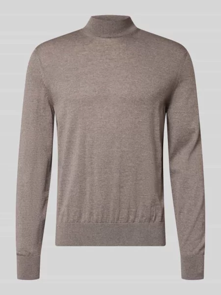 Sweter o kroju regular fit z czystej żywej wełny model Bjarno' Boss beżowy