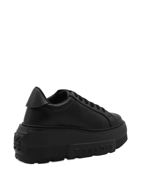 Sneakerși Casadei cu șireturi cu platformă din dantelă negru