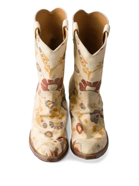 Botine Prada cu model floral cu imagine cowboy