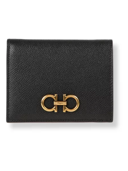 Portfel Salvatore Ferragamo skórzany z logo czarny