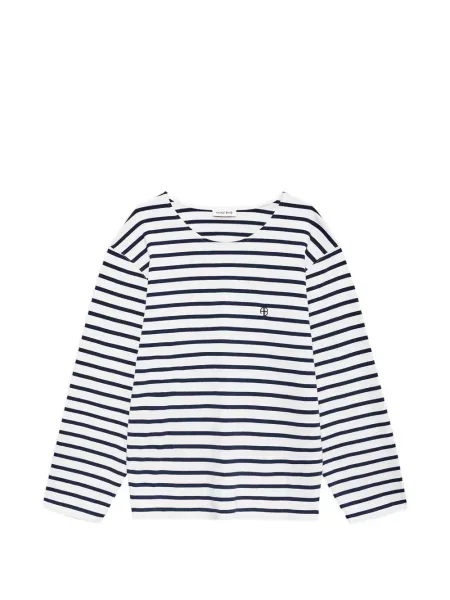 Tricou Anine Bing cu dungi lung alb