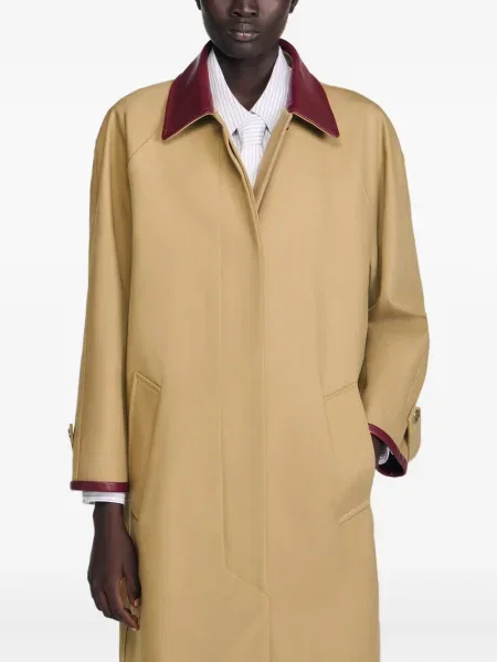 Palton Sandro din piele maro