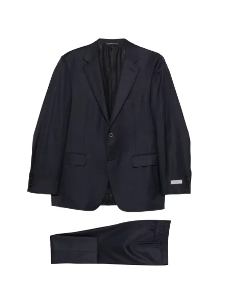 Costum Canali cu model herringbone de costum albastru