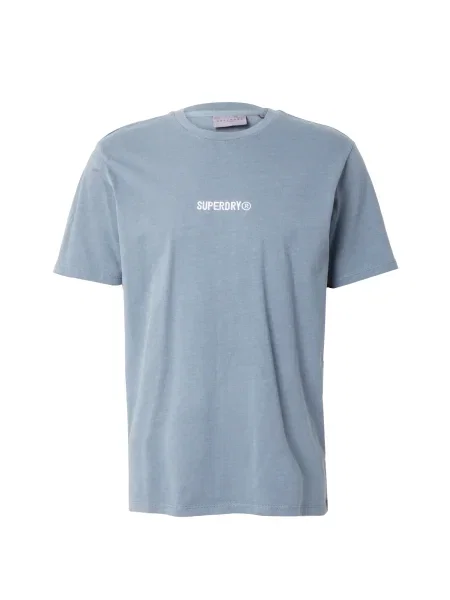 Superdry Tricou albastru fumuriu alb