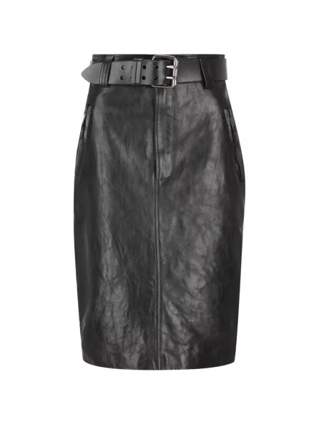 Spódnica skórzana Saint Laurent czarna