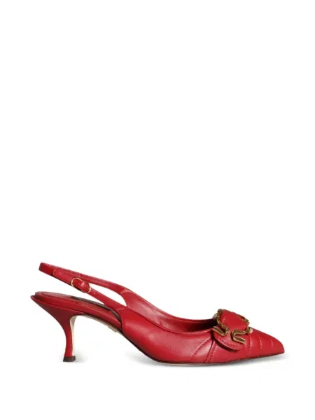 Matlasat pantofi cu toc Dolce & Gabbana din piele roșu