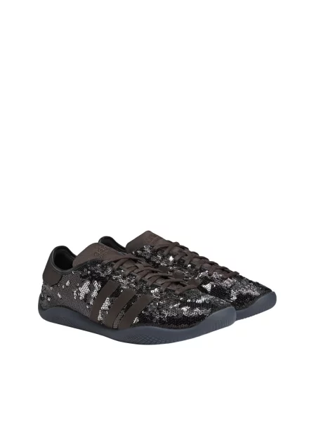 Satynowe sneakersy Adidas z cekinami brązowe