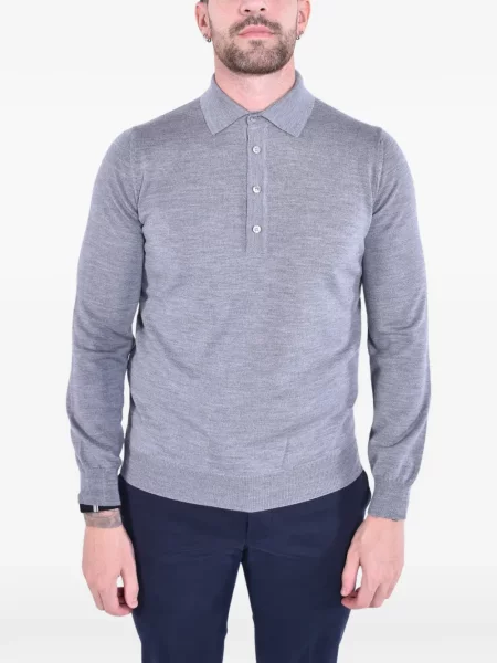 Lung tricou polo Kangra gri