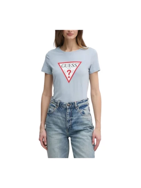 Koszulka Guess z krótkim rękawem klasyczna szara