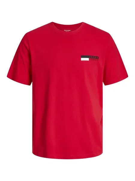 JACK & JONES Tricou / negru / alb roșu