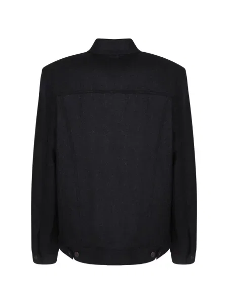 Geacă cămașă Boglioli cu model herringbone negru