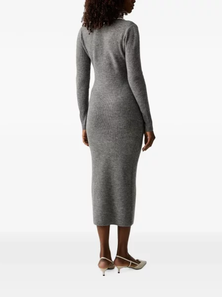 Gulerat lung rochie Twinset tricotate gri