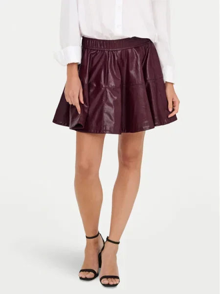 Кожаная юбка Only фиолетовая