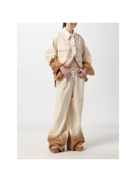 Jeansy Alanui z wysoką talią białe