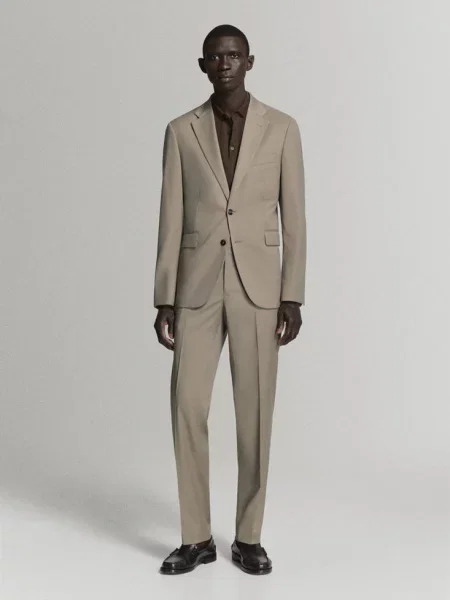 Marynarka garniturowa Milan slim fit norkowy Mężczyzna 50 MANGO MAN szary