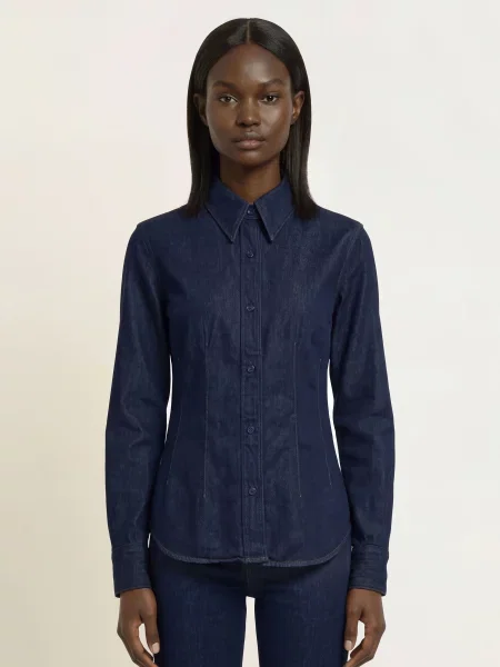 Boss Džínová Halenka Denim Shirt tmavě modrá
