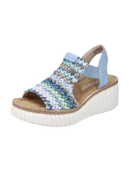 Rieker Sandali kobalt modra / golobje modra / sivka bela