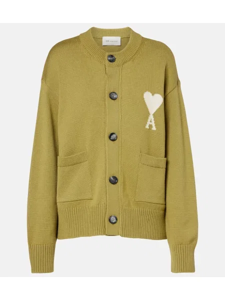 Cardigan Ami Paris de lână verde