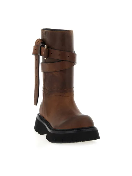 Kozaki Moschino skórzane brązowe
