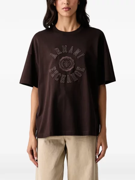 Tricou Armani Exchange cu broderie maro