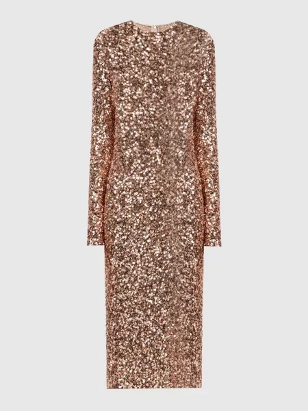 Сукня з паєтками Dolce&gabbana коричнева