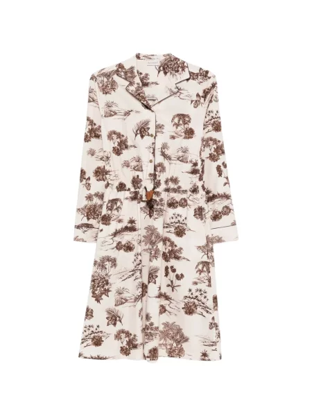 Sukienka midi Moncler w kwiatki z nadrukiem ze sznurkiem