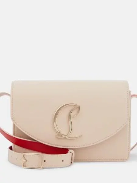 Geanta de piele Christian Louboutin din piele mini bej
