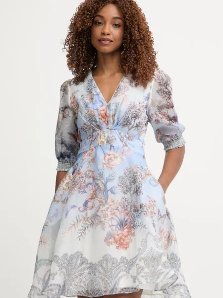 Hale Bob sukienka z jedwabiem Kaeli niebieska