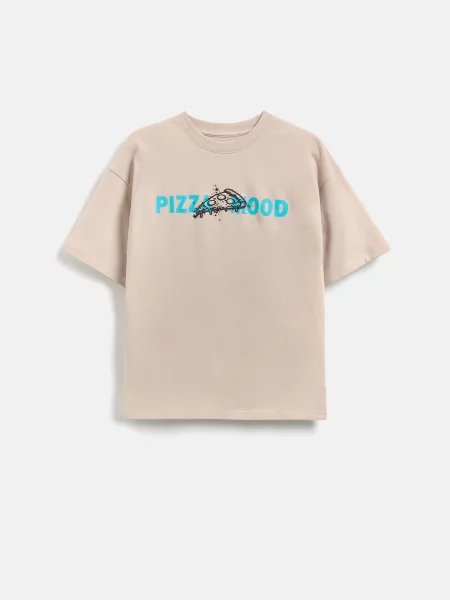 Reserved Tricou din cu imprimeu deschis gri