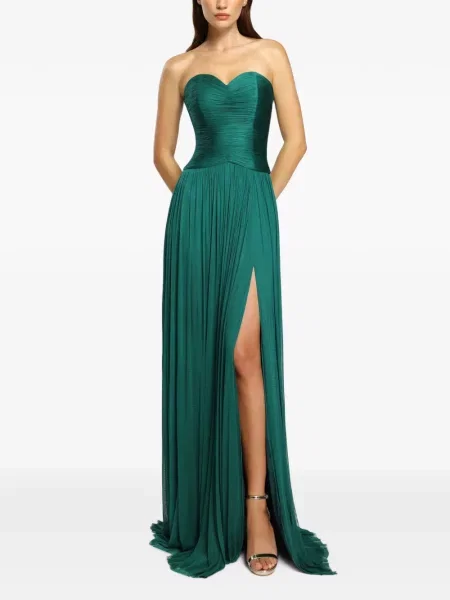 Rochie maxi Cristallini de mătase verde