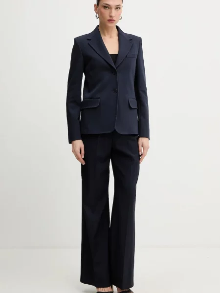 Шерстяные брюки Weekend Max Mara с высокой посадкой синие