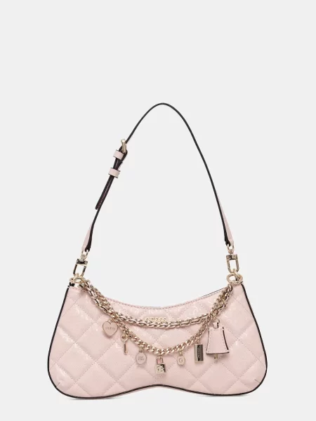 Guess torebka z imitacji skóry LIBBY różowa