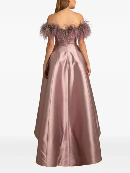 Maxi rochie maxi Gemy Maalouf cu pene de costum roz