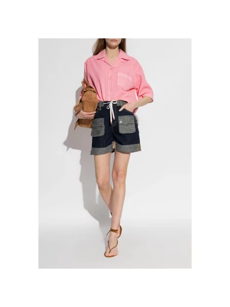 Lniana krótka koszula Dsquared2 różowa