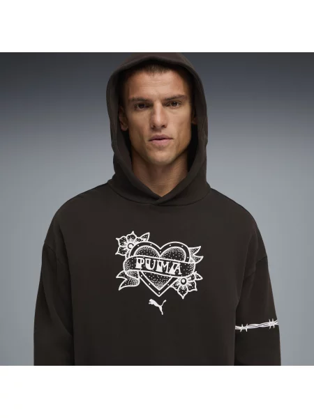 PUMA bluza z kapturem do koszykówki Swish N Ink II o luźnym kroju Odzież S czarny