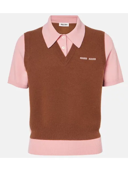 Volnena polo majica Miu Miu