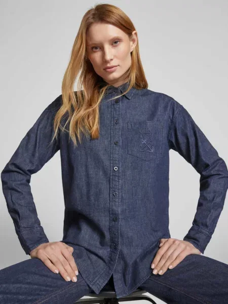 Lauren Ralph Lauren koszula jeansowa niebieski relaxed z kołnierzykiem klasycznym granatowa