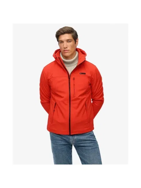 Kurtka z kapturem Superdry Soft Shell pomarańczowa