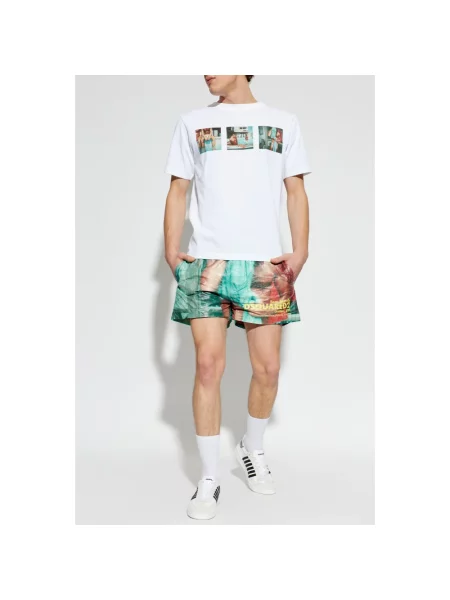 Lniane szorty Dsquared2 z nadrukiem