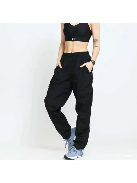 Παντελόνια Urban Classics Ladies Shiny Crinkle Nylon Zip Pants Black XS μαύρο