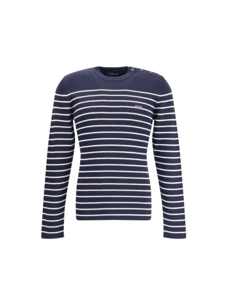 Sweter Prada w paski z paskiem niebieski