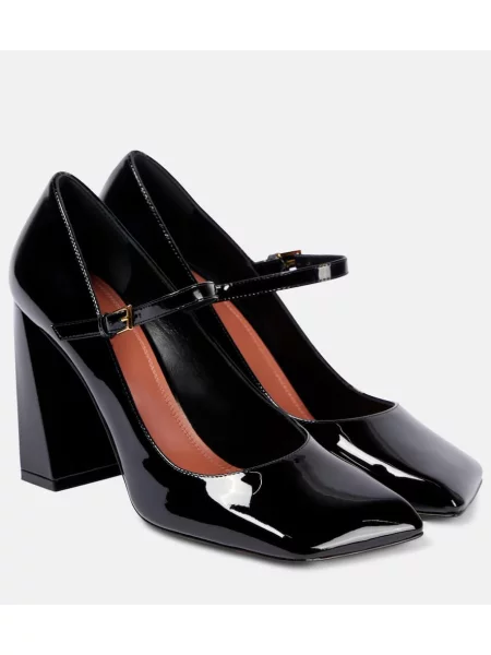 Pantofi cu toc Amina Muaddi din piele de lac negru