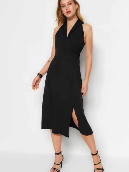 Gulerat rochie midi Trendyol plic negru