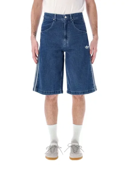 Szerokie szorty jeansowe Adidas niebieskie