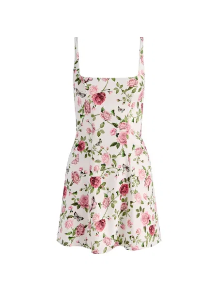 Gėlėta raštuota mini suknelė Alice + Olivia balta