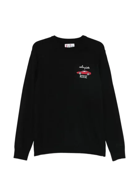 Pulover Mc2 Saint Barth cu decolteu rotund cu autograf negru
